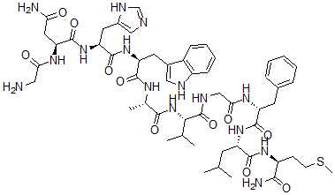 CAS 登录号：126370-72-7， 1-去(5-氧代-L-脯氨酸)-2-去-L-谷氨酰胺-3-去-L-精氨酸-4-去-L-亮氨酸-7-L-组氨酸-12-D-苯丙氨酸-蛙皮素
