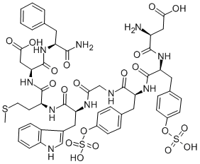 CAS 登录号：126985-56-6， 1-去(5-氧代-L-脯氨酸)-2-去-L-谷氨酰胺-3-L-天冬氨酰胺-5-(O-磺基-L-酪氨酸)雨蛙肽