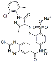 CAS 登录号：12777-30-9， 4-[[(3-氯-1,2,4-苯并三嗪-7-基)羰基]氨基]-2-[[1-(6-氯-O-甲苯基)-4,5-二氢-3-甲基-5-氧代-1H-吡唑-4-基]偶氮]苯磺酸钠 N4-氧化物