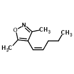 CAS 登录号：128035-79-0， 3,5-二甲基-4-[(1Z)-1-戊烯-1-基]-1,2-恶唑