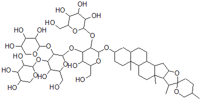 CAS#: 128232-93-9, 3beta-O-(beta-Xylopyranosyl(1-2),beta-Xylopyranosyl(1-3)beta-Glucopyranosyl(1-3)(beta-Galactopyranosyl(1-2))-beta-Glucopyranosyl)Spirostane