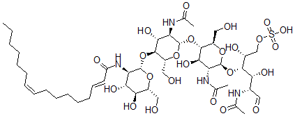 CAS#: 128269-59-0, (E,Z)-O-2-deoxy-2-((1-oxo-2,9-hexadecadienyl)amino)-beta-D-glucopyranosyl-(1-4)-O-2-(acetylamino)-2-deoxy-beta-D-glucopyranosyl-(1-4)-O-2-(acetylamino)-2-deoxy-beta-D-glucopyranosyl-(1-4)-2-(acetylamino)-2-deoxy-D-Glucose 6-(hydrogen sulfate)