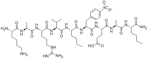 CAS 登录号：128340-47-6， L-赖氨酰-L-丙氨酰-L-精氨酰-L-缬氨酰-L-正亮氨酰-4-硝基-L-苯丙氨酰-L-alpha-谷氨酰-L-丙氨酰-L-正亮氨酰胺