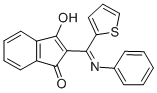 CAS 登录号：128404-76-2， 2-[(苯基氨基)-噻吩-2-基亚甲基]茚-1,3-二酮