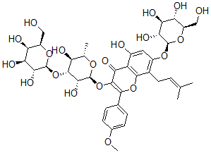 CAS 登录号：128988-53-4， 去水淫羊藿黄素3-半乳糖基(1-3)鼠李糖苷-7-葡糖苷