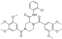 CAS 登录号：129477-60-7， N-(2-氯苯基)-1,4-二(3,4,5-三甲氧基苯甲酰基)哌嗪-2-甲酰胺