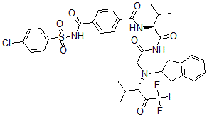 CAS#: 129585-37-1, N'-(4-Chlorophenyl)Sulfonyl-N-[(2S)-1-[[2-[2,3-Dihydro-1H-Inden-2-Yl-[(3S)-1,1,1-Trifluoro-4-Methyl-2-Oxopentan-3-Yl]Amino]Acetyl]Amino]-3-Methyl-1-Oxobutan-2-Yl]Benzene-1,4-Dicarboxamide