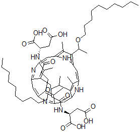 CAS 登录号：129901-59-3， N,N'-((7,12-二(1-(癸基氧基)乙基)-3,8,13,17-四甲基-21H,23H-卟吩-2,18-二基)二(1-氧代-3,1-丙烷二基))二-L-天冬氨酸