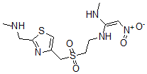 CAS 登录号：129927-19-1， (Z)-N'-甲基-N-[2-[[2-(甲基氨基甲基)-1,3-噻唑-4-基]甲基磺酰基]乙基]-2-硝基乙烯-1,1-二胺