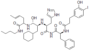 CAS 登录号：130507-23-2， (E)-N-丁基-2-[[(1R,2S)-3-环己基-1-羟基-2-[[(2S)-1-[[(2S)-2-[3-(3-羟基-4-碘苯基)丙酰氨基]-3-苯基丙酰基]氨基]-3-(3H-咪唑-4-基)-1-氧代丙烷-2-基]氨基]丙基]氨基]己-4-烯酰胺