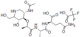 CAS#: 131432-97-8, (2R)-2-[[(2S)-2-[[(2R)-2-[(3R,4R,5S)-5-Acetamido-3-Hydroxy-2-(Hydroxymethyl)Piperidin-4-Yl]Oxypropanoyl]Amino]Propanoyl]Amino]-5-Amino-5-Oxopentanoic Acid; 2,2,2-Trifluoroacetic Acid