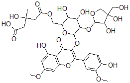 CAS#: 131749-61-6, 5-[[5-[3,4-Dihydroxy-4-(Hydroxymethyl)Oxolan-2-Yl]Oxy-3,4-Dihydroxy-6-[5-Hydroxy-2-(4-Hydroxy-3-Methoxyphenyl)-7-Methoxy-4-Oxochromen-3-Yl]Oxyoxan-2-Yl]Methoxy]-3-Hydroxy-3-Methyl-5-Oxopentanoic Acid