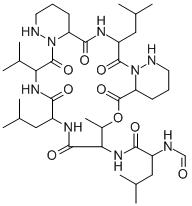 CAS#: 131956-33-7, N-(11,23-Diisobutyl-14-isopropyl-7-methyl-5,9,12,15,21,24-hexaoxodocosahydro-7H,17H-dipyridazino[6,1-c:6,1-i][1,4,7,10,13,16]oxapentaazacyclononadecin-8-yl)-2-(formylamino)-3-methylpentanamide