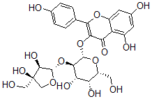 CAS 登录号：132294-84-9， 3-[(2S,3R,4S,5R,6R)-3-[(2S,3R,4R)-3,4-二羟基-4-(羟基甲基)四氢呋喃-2-基]氧基-4,5-二羟基-6-(羟基甲基)四氢吡喃-2-基]氧基-5,7-二羟基-2-(4-羟基苯基)苯并吡喃-4-酮