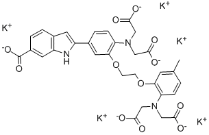 CAS#: 132319-56-3, 2-[4-[Bis(Carboxymethyl)Amino]-3-[2-[2-[Bis(Carboxymethyl)Amino]-5-Methylphenoxy]Ethoxy]Phenyl]-1H-Indole-6-carboxylic Acid Potassium Salt (1:5)