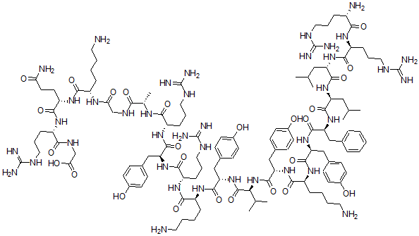 CAS#: 132523-75-2, L-Arginyl-L-arginyl-L-leucyl-L-leucyl-L-phenylalanyl-L-tyrosyl-L-lysyl-L-tyrosyl-L-valyl-L-tyrosyl-L-lysyl-L-arginyl-L-tyrosyl-L-arginyl-L-alanylglycyl-L-lysyl-L-glutaminyl-L-arginyl-Glycine