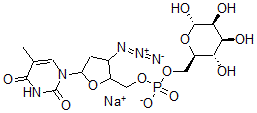 CAS#: 133163-37-8, Sodium [3-Azido-5-(5-Methyl-2,4-Dioxopyrimidin-1-Yl)Oxolan-2-Yl]Methyl [(2R,3S,4S,5S,6S)-3,4,5,6-Tetrahydroxyoxan-2-Yl]Methyl Hydrogen Phosphate