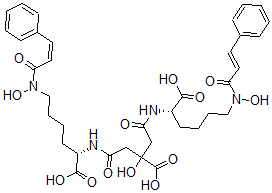 CAS#: 133705-26-7, 2-Hydroxy-4-[[(2S)-1-Hydroxy-6-[Hydroxy-[(E)-3-Phenylprop-2-Enoyl]Amino]-1-Oxohexan-2-Yl]Amino]-2-[2-[[(2S)-1-Hydroxy-6-[Hydroxy-[(E)-3-Phenylprop-2-Enoyl]Amino]-1-Oxohexan-2-Yl]Amino]-2-Oxoethyl]-4-Oxobutanoic Acid