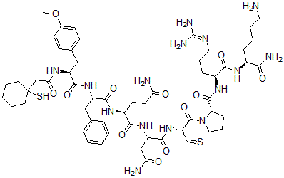 CAS#: 135484-51-4, (2S)-N-[(2S)-4-amino-1-[[(2R)-1-[(2S)-2-[[(2S)-5-(diaminomethylideneamino)-1-[[(2S)-1,6-diamino-1-oxo-hexan-2-yl]amino]-1-oxo-pentan-2-yl]carbamoyl]pyrrolidin-1-yl]-1-oxo-3-sulfanylidene-propan-2-yl]amino]-1,4-dioxo-butan-2-yl]-2-[[(2S)-2-[[(2S)-3-(4-methoxyphenyl)-2-[2-(1-sulfanylcyclohexyl)ethanoylamino]propanoyl]amino]-3-phenyl-propanoyl]amino]pentanediamide