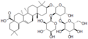 CAS#: 135560-19-9, (3beta)-3-((O-beta-D-Glucopyranosyl-(1-2)-O-beta-D-xylopyranosyl-(1-2)-alpha-L-arabinopyranosyl)oxy)-Olean-12-en-28-oic acid