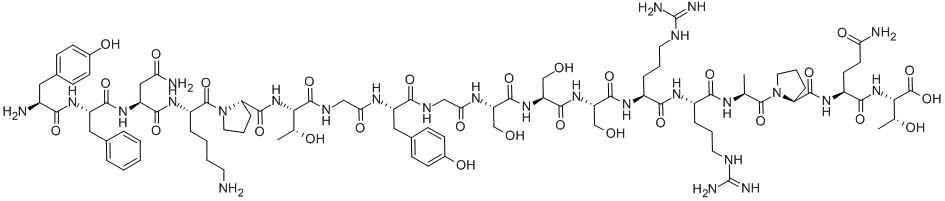 CAS#: 135861-49-3, L-Tyrosyl-L-Phenylalanyl-L-Asparaginyl-L-Lysyl-L-Prolyl-L-Threonylglycyl-L-Tyrosylglycyl-L-Seryl-L-Seryl-L-Seryl-L-Arginyl-L-Arginyl-L-Alanyl-L-Prolyl-L-Glutaminyl-L-Threonine