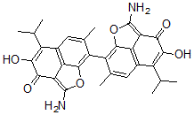 CAS#: 136105-62-9, 2,2'-Diimino-5,5'-diisopropyl-7,7'-dimethyl-2H, 2'H-[8,8']bi[naphtho[1,8-bc]furanyl]-3,4,3',4'-tetraol