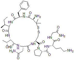 CAS#: 136429-81-7, 1-(3-mercapto-L-valine)-2-D-phenylalanine-4-L-threonine-8-L-ornithine-Oxytocin