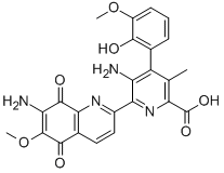 CAS#: 136803-89-9, (4E)-5-Amino-6-(7-Amino-6-Methoxy-5,8-Dioxoquinolin-2-Yl)-4-(5-Methoxy-6-Oxo-1-Cyclohexa-2,4-Dienylidene)-3-Methyl-1H-Pyridine-2-Carboxylic Acid
