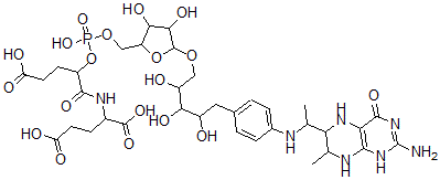 CAS#: 137360-17-9, 2-[[2-[[5-[5-[4-[1-(2-Amino-7-Methyl-4-Oxo-5,6,7,8-Tetrahydro-1H-Pteridin-6-Yl)Ethylamino]Phenyl]-2,3,4-Trihydroxypentoxy]-3,4-Dihydroxyoxolan-2-Yl]Methoxy-Hydroxyphosphoryl]Oxy-5-Hydroxy-5-Oxopentanoyl]Amino]Pentanedioic Acid