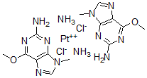 CAS 登录号：138180-67-3， 顺式-二氨基二(O(6),9-二甲基鸟嘌呤-7)铂(II)二氯化物
