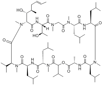 CAS 登录号：138240-77-4， 2-(3-甲基-D-2-羟基丁酸)-4-L-亮氨酸-7-L-苏氨酸-10-L-亮氨酸环孢菌素A