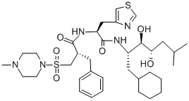 CAS#: 138742-43-5, (2S)-N-[1-[[(2S,3R,4S)-1-Cyclohexyl-3,4-Dihydroxy-6-Methylheptan-2-Yl]Amino]-1-Oxo-3-(1,3-Thiazol-4-Yl)Propan-2-Yl]-2-[(4-Methylpiperazin-1-Yl)Sulfonylmethyl]-3-Phenylpropanamide