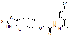 CAS#: 139298-37-6, N-[1-(4-Methoxyphenyl)Ethylideneamino]-2-[4-[(E)-(4-Oxo-2-Sulfanylidene-1,3-Thiazolidin-5-Ylidene)Methyl]Phenoxy]Acetamide