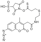 CAS#: 139609-20-4, 3-[[2-[[2-(7-Azido-4-Methyl-2-Oxo-2H-1-Benzopyran-3-Yl)Acetyl]Amino]Ethyl]Dithio]-Propanoic Acid 2,5-Dioxo-3-Sulfo-1-Pyrrolidinyl Ester Sodium Salt (1:1)