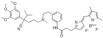 CAS 登录号：139972-87-5， 5-(3-(3-(4,4-二氟-5,7-二甲基-3,4-二氮杂-4-硼杂-引达省-3-基)丙酰胺基)苯乙基-N-甲基氨基)-2-异丙基-2-(3,4,5-三甲氧基苯基)戊腈