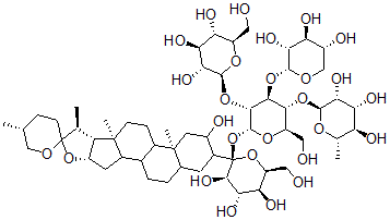CAS#: 139979-76-3, 3-O-((Rhamnopyranosyl-(1-3)-Xylopyranosyl-(1-2)-)(Glucopyranosyl-(1-3))-Glucopyranosyl-(1-3)-Glucopyranosyl)Spirostan-2,3-Diol