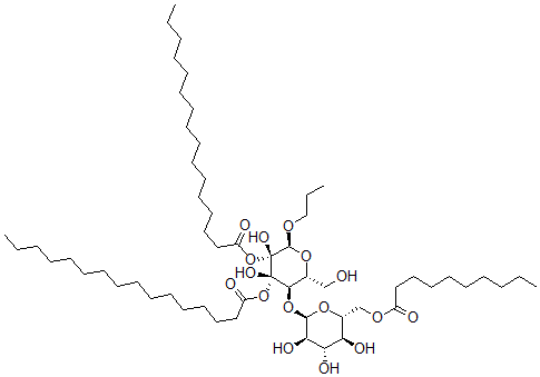 CAS#: 140899-18-9, [(2S,3R,4R,5R,6R)-5-[(2R,3R,4S,5S,6R)-6-(Decanoyloxymethyl)-3,4,5-Trihydroxyoxan-2-Yl]Oxy-3-Hexadecanoyloxy-3,4-Dihydroxy-6-(Hydroxymethyl)-2-Propoxyoxan-4-Yl] Hexadecanoate