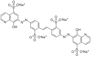 CAS 登录号：140942-13-8， (7Z)-8-氧代-7-[[4-[(E)-2-[4-[(2Z)-2-(8-氧代-5-磺酸喹啉-7-亚基)肼基]-2-磺酸苯基]乙烯基]-3-磺酸苯基]亚肼基]喹啉-5-磺酸四钠