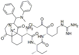 CAS#: 141650-30-8, (2S)-N-(2-Aminoacetyl)-2-[[(3R)-1-Chloro-6-(Diaminomethylideneamino)-2-Oxohexan-3-Yl]-[2-[(1S,9S)-6,10-Dioxo-9-[Phenyl-(Phenylmethylamino)Methyl]-4,7,8,9-Tetrahydro-1H-Pyridazino[1,2-a]Diazepin-1-Yl]Acetyl]Amino]-3-Methylbutanamide