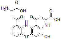 CAS 登录号：142394-84-1， 11-(3-氨基-4-羟基-4-氧代丁酰基)-5-羟基-1-氧代-4,12-二氢吡啶并[5,6-a]吩恶嗪-3-羧酸