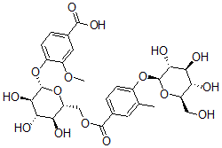 CAS#: 142569-83-3, 3-Methoxy-4-[(2S,3R,4S,5S,6R)-3,4,5-Trihydroxy-6-[[3-Methyl-4-[(2S,3R,4S,5S,6R)-3,4,5-Trihydroxy-6-(Hydroxymethyl)Oxan-2-Yl]Oxybenzoyl]Oxymethyl]Oxan-2-Yl]Oxybenzoic Acid