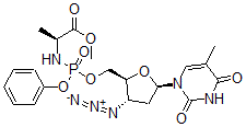 CAS 登录号：142629-81-0， (2S)-2-[[[(2S,3S,5R)-3-叠氮基-5-(5-甲基-2,4-二氧代嘧啶-1-基)四氢呋喃-2-基]甲氧基-(苯氧基)磷酰]氨基]丙酸甲酯