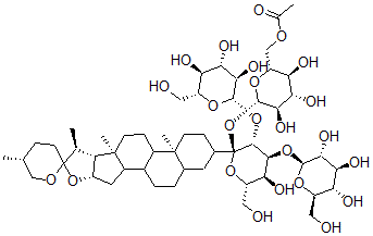 CAS#: 143049-27-8, Tigogenin 3-O-beta-D-Glucopyranosyl(1-2)(beta-D-Glucopyranosyl(1-3)(6-O-Acetyl-beta-D-Glucopyranosyl))(1-4)-beta-D-Galactopyranoside