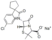 CAS 登录号：143407-69-6， (2S,5R,6R)-6-[[1-(4-氯苯基)环戊烷羰基]氨基]-3,3-二甲基-7-氧代-4-硫杂-1-氮杂双环[3.2.0]庚烷-2-羧酸钠