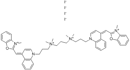CAS#: 143413-85-8, 3-[Dimethyl-[3-[4-[(E)-(3-Methyl-1,3-Benzoxazol-2-Ylidene)Methyl]Quinolin-1-Ium-1-Yl]Propyl]Azaniumyl]Propyl-Dimethyl-[3-[4-[(E)-(3-Methyl-1,3-Benzoxazol-2-Ylidene)Methyl]Quinolin-1-Ium-1-Yl]Propyl]Azanium Tetraiodide