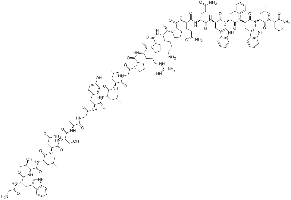 CAS#: 143868-20-6, Glycyl-L-Tryptophyl-L-Threonyl-L-Leucyl-L-Asparaginyl-L-Seryl-L-Alanylglycyl-L-Tyrosyl-L-Leucyl-L-Leucylglycyl-L-Prolyl-D-Arginyl-L-Prolyl-L-Lysyl-L-Prolyl-L-Glutaminyl-L-Glutaminyl-D-Tryptophyl-L-Phenylalanyl-D-Tryptophyl-L-Leucyl-L-Leucinamide