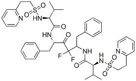 CAS 登录号：144185-90-0， (2S)-N-[(2S,5S)-3,3-二氟-5-[[(2S)-3-甲基-2-(2-吡啶-2-基乙基磺酰基氨基)丁酰基]氨基]-4-氧代-1,6-二(苯基)己烷-2-基]-3-甲基-2-(2-吡啶-2-基乙基磺酰基氨基)丁酰胺