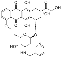 CAS 登录号：145785-62-2， 6,9,11-三羟基-9-(2-羟基乙酰基)-7-[5-羟基-6-甲基-4-(吡啶-3-基甲基氨基)四氢吡喃-2-基]氧基-4-甲氧基-8,10-二氢-7H-并四苯-5,12-二酮