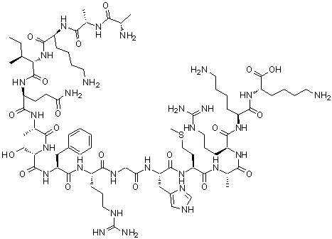 CAS#: 146554-17-8, L-Alanyl-L-Alanyl-L-Lysyl-L-Isoleucyl-L-Glutaminyl-L-Alanyl-L-Seryl-L-Phenylalanyl-L-Arginylglycyl-L-Histidyl-L-Methionyl-L-Alanyl-L-Arginyl-L-Lysyl-L-Lysine