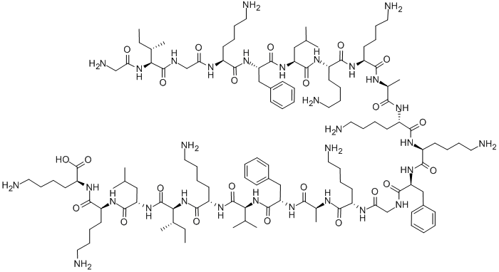 CAS 登录号：147664-63-9， 甘氨酰-L-异亮氨酰甘氨酰-L-赖氨酰-L-苯丙氨酰-L-亮氨酰-L-赖氨酰-L-赖氨酰-L-丙氨酰-L-赖氨酰-L-赖氨酰-L-苯丙氨酰甘氨酰-L-赖氨酰-L-丙氨酰-L-苯丙氨酰-L-缬氨酰-L-赖氨酰-L-异亮氨酰-L-亮氨酰-L-赖氨酰-L-赖氨酰胺